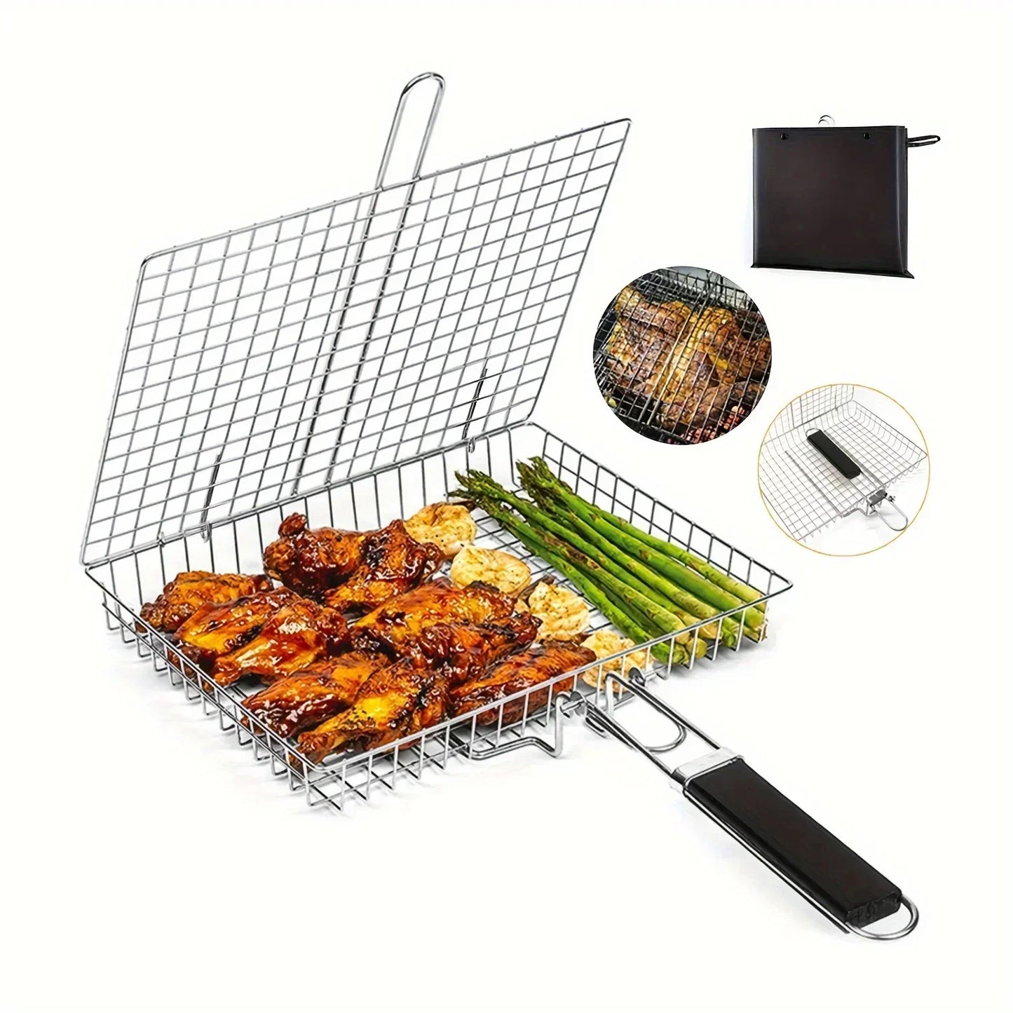 Grillaro Grill Basket | Foldable & Non-stick | Stainless Steel & Heat Resistant | For Meat & Vegetables