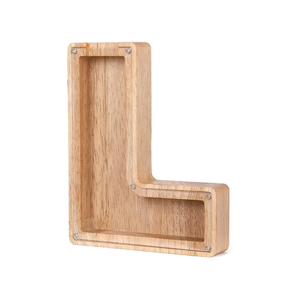 Skanto | Wooden Alphabet Piggy Bank with Transparent Window for Stylish Saving