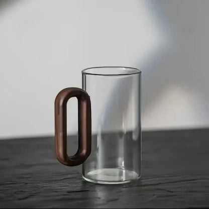 Skanto | Rustic Wood Handle Heat-Resistant Glass Mug – 350ml