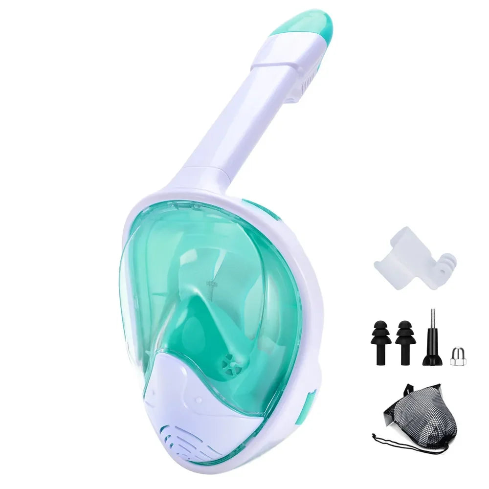 Skanto | Full Face Snorkel Mask with Camera Mount - Wide Angle, Anti-Fog, Anti-Leak Diving and Snorkeling Mask for Adults and Kids