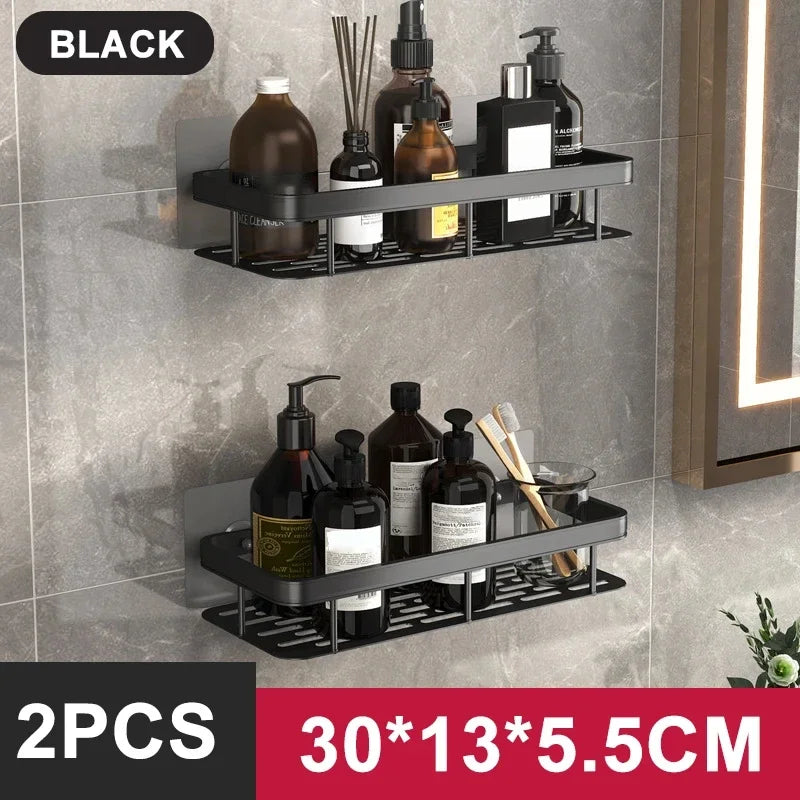 Skanto | Bathroom Storage Shelf - No Drill Wall Mount Corner Shelf, Shower Caddy for Toilet and Shampoo Organizer, Bathroom Accessory