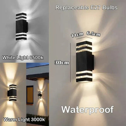 BowLift | LumiBloc LED Outdoor Wall Light – Modern IP65 Up & Down Design with E27 Socket
