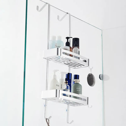 Sleek No-Drill Dual-Layer Shower Organizer Shelf