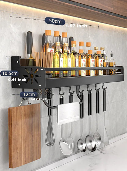 Kitchen wall shelf made of metal – Self-adhesive & screwable | Non-slip wave pattern | Mounting accessories included Bowlift