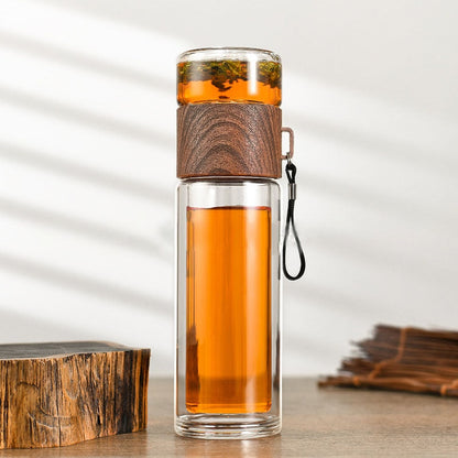 BowLift | 2in1 Double Wall Thermal Smart Tea Glass Bottle