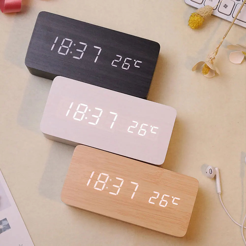 Skanto | Wood LED Smart Alarm Clock for Bedroom
