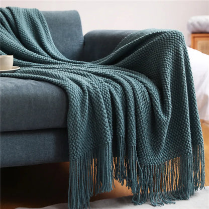 Cozy autumn knitted blanket