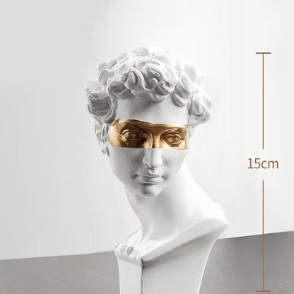 Skanto | Decorative Statues, 15 cm, David, Coffee Table, Home Decor, Ornament, Plaster Bust, White Resin, Decorative Art Sculpture