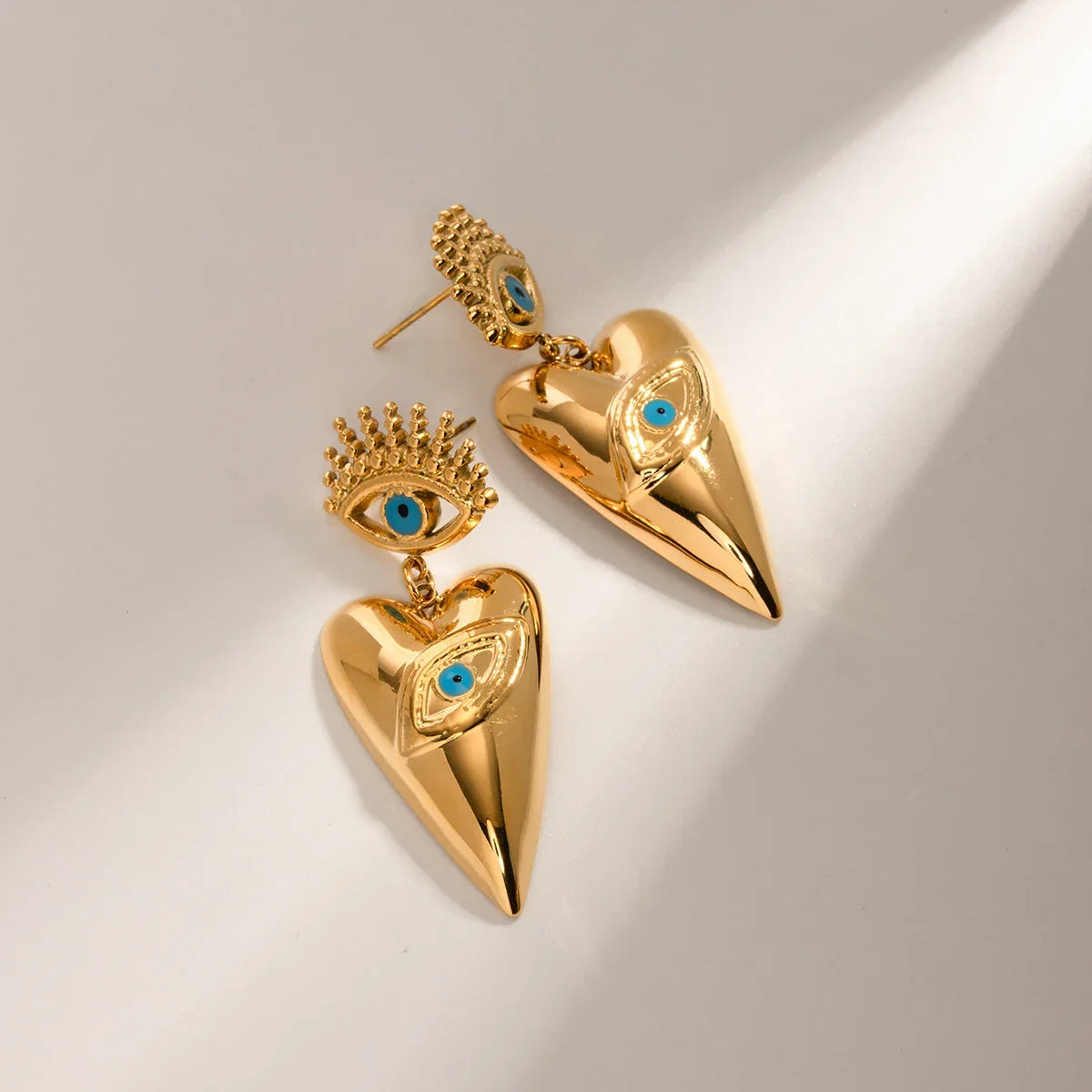 BowLift | 18k Evil Eye Heart Dangle Earrings