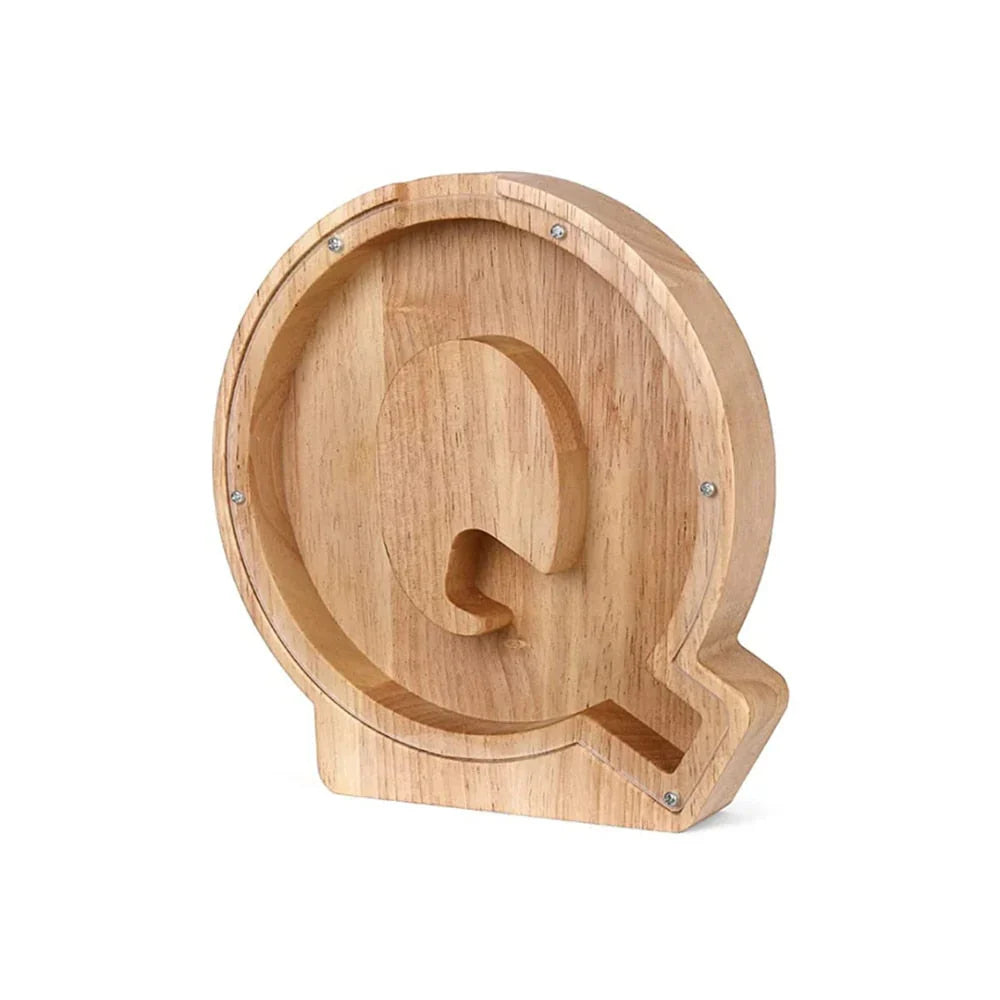 Skanto | Wooden Alphabet Piggy Bank with Transparent Window for Stylish Saving