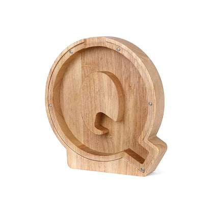 Skanto | Wooden Alphabet Piggy Bank with Transparent Window for Stylish Saving