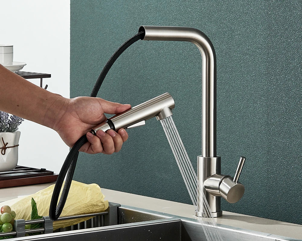 FlexiJet Black Pull-Out Kitchen Faucet Skanto