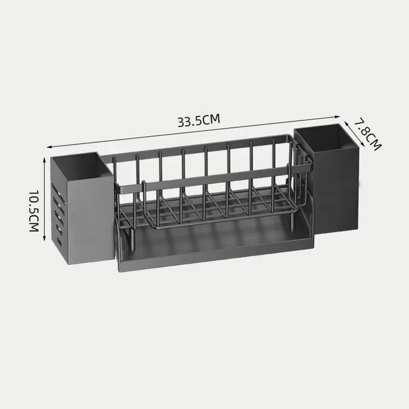 Skanto | Ordinaqua Sink Organizer Shelf | Self-Draining | Holder for Sponge, Soap & Cloth | Expandable & Hygienic | ABS Plastic