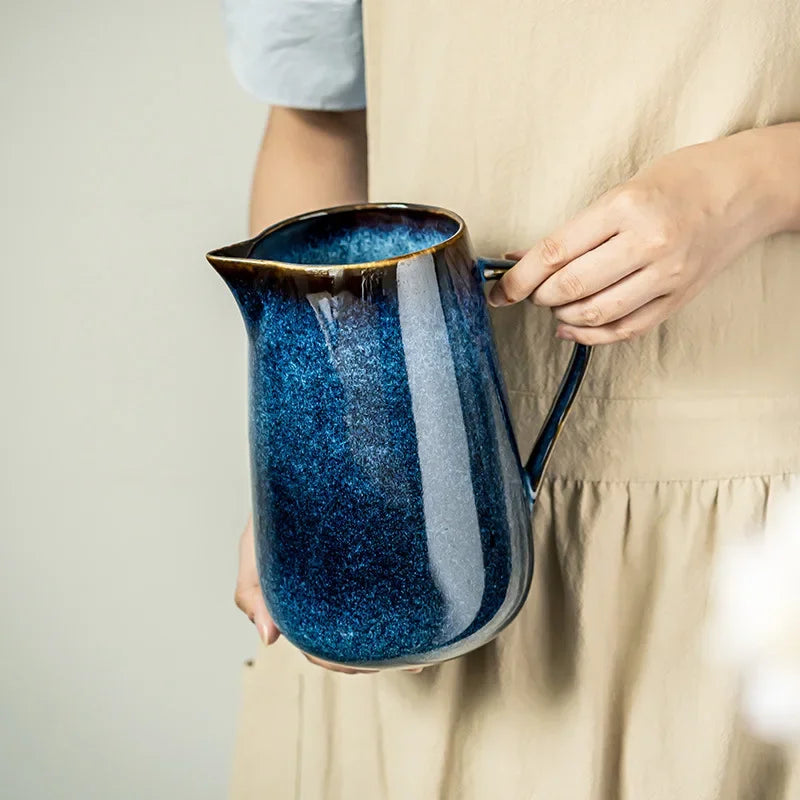 Laguna Kiln Blue Ceramic Pitcher Bowlift