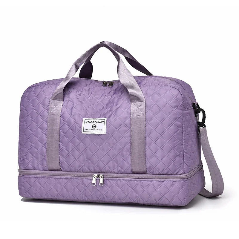 BowLift | Raumio TravelFlex Lightweight Travel Bag with Diamond Pattern | Large Sports & Weekend Bag with Shoe Compartment & Wet Compartment | Cabin Luggage Suitable & Foldable