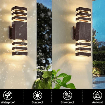 BowLift | LumiBloc LED Outdoor Wall Light – Modern IP65 Up & Down Design with E27 Socket