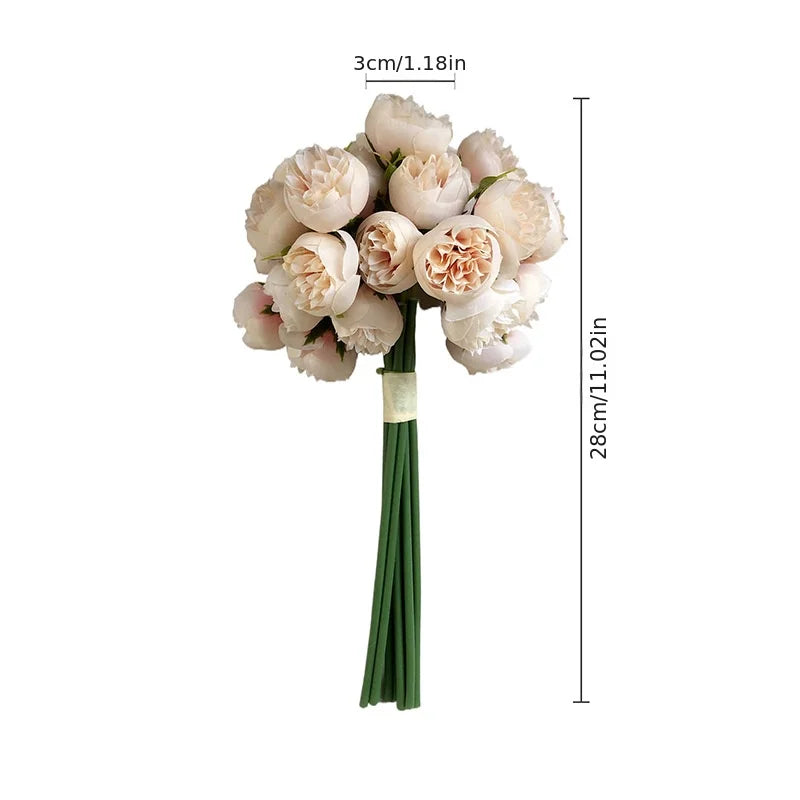 Bouquet with 20 artificial roses and peonies