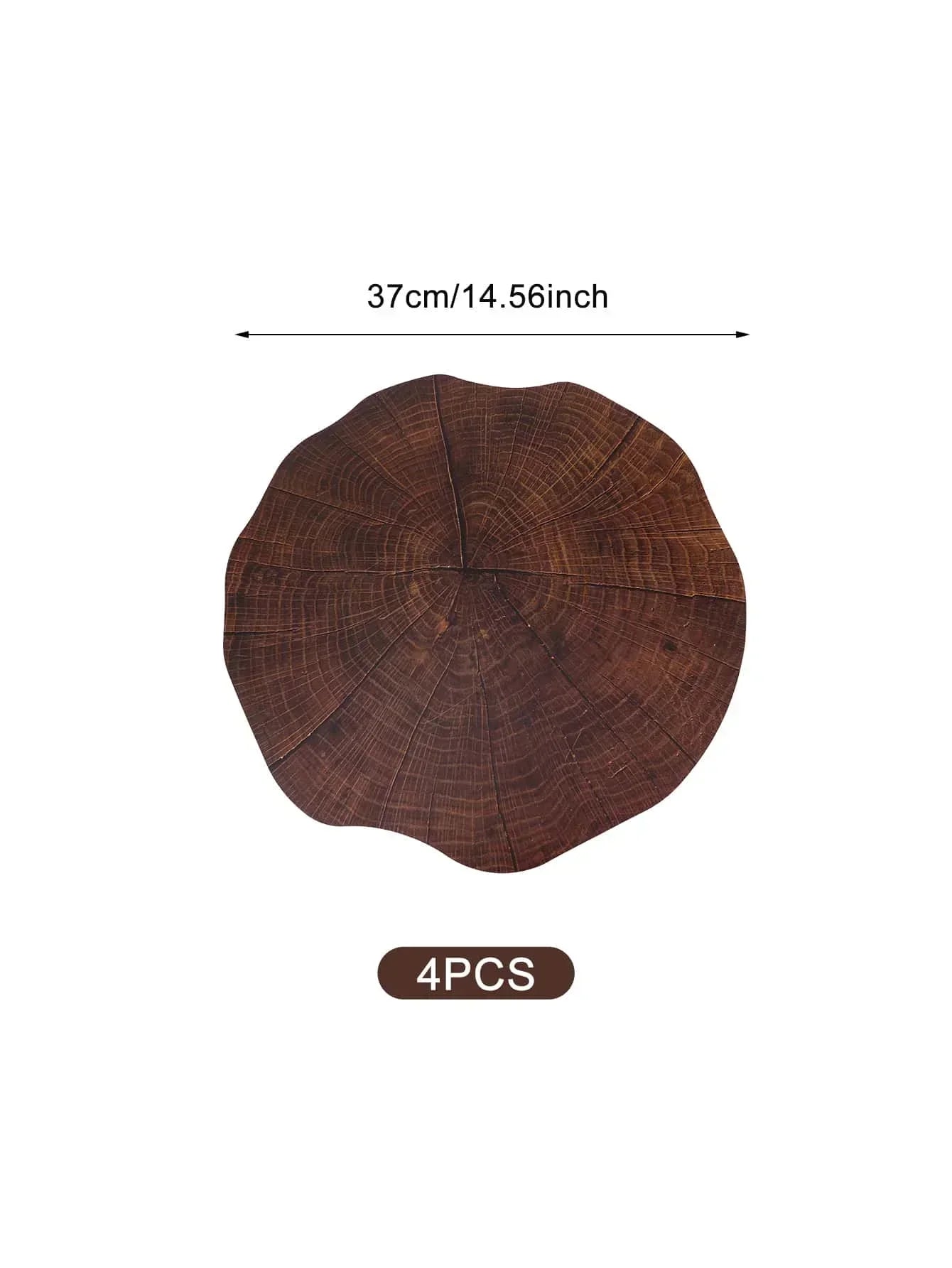 Sandsberg 4-piece Set Tree Ring Placemats | Natural Wood Look | Heat Resistant & Non-Slip