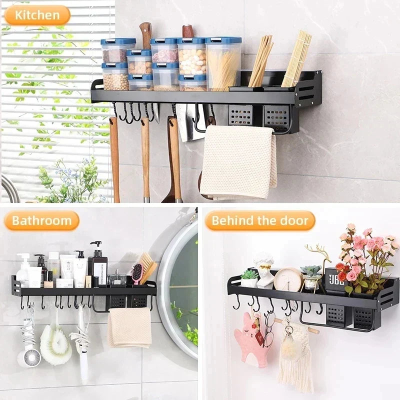 Kitchen wall shelf made of metal – Self-adhesive & screwable | Non-slip wave pattern | Mounting accessories included Bowlift