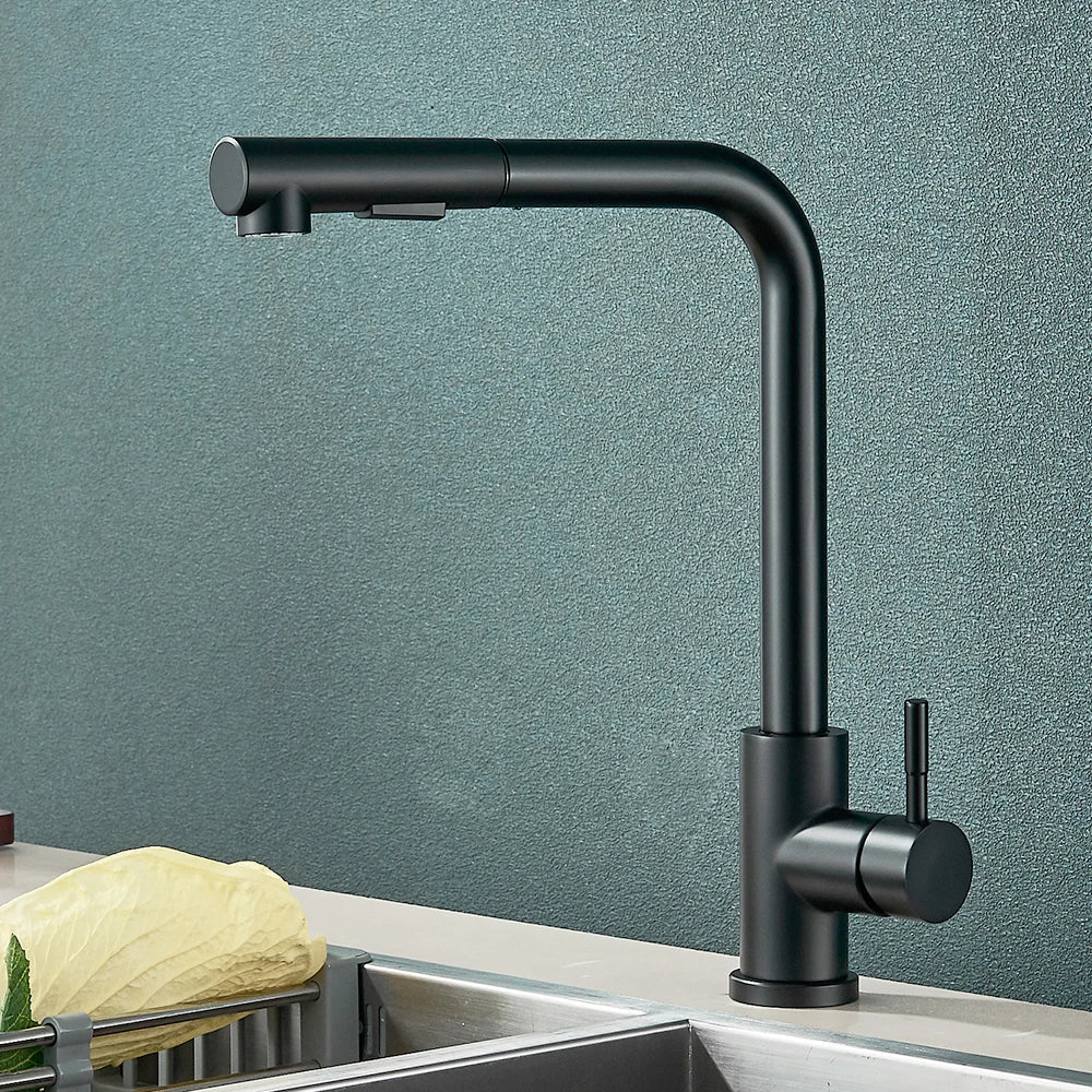 FlexiJet Black extendable kitchen faucet Bowlift