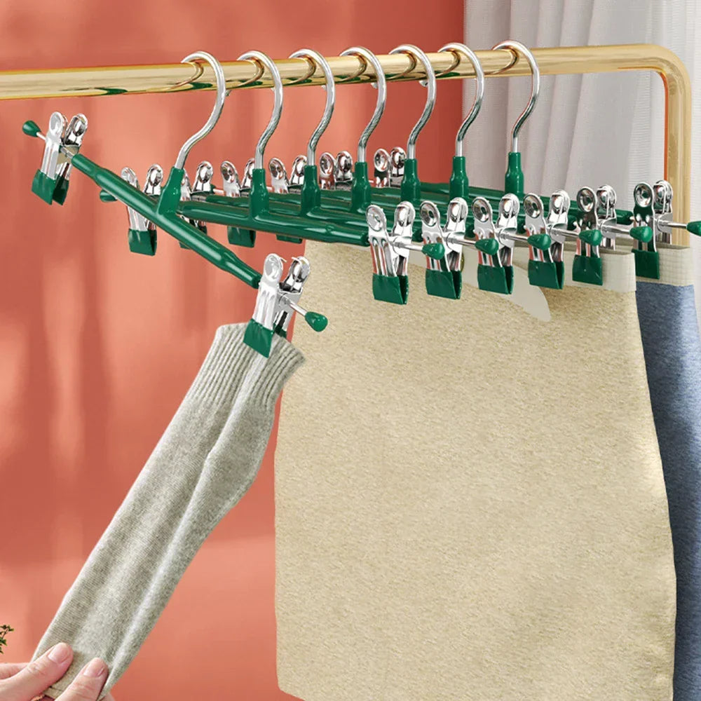 Kalsten | Closyra Stainless Steel Hanger with Clips | Adjustable & Non-Slip | For Skirts, Pants & Underwear | Space-Saving & Seamless