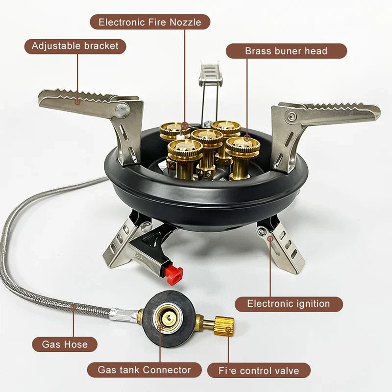 Skanto | Flamurion Camping Gas Stove 16000W with Piezo Igniter | Foldable High-Pressure Gas Stove for Outdoors and Emergencies | For Butane/Propane