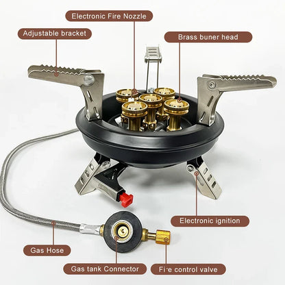 Skanto | Flamurion Camping Gas Stove 16000W with Piezo Igniter | Foldable High-Pressure Gas Stove for Outdoors and Emergencies | For Butane/Propane