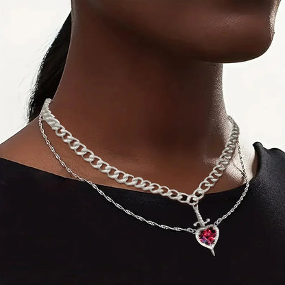 Skanto | Heart and Sword Couple Necklaces