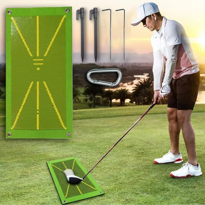 Golf training mat for swing path and impact detection