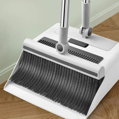 BowLift | Cleanuvo 3-in-1 broom set | Broom with floor brush & stand-up scoop | Extra long handle & hair-repellent | Household cleaning set