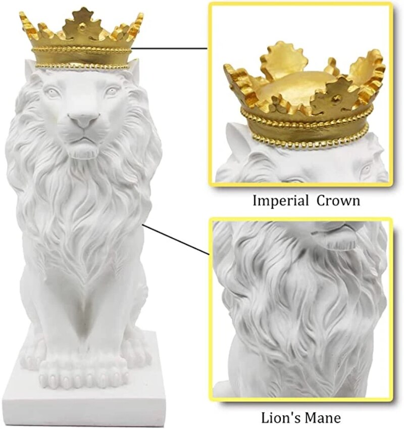 Skanto Tier Figur Resin Crown Lion Statue Handmade Artwork Gift Home Office Decor Ornament Living Room Desk Home Decor