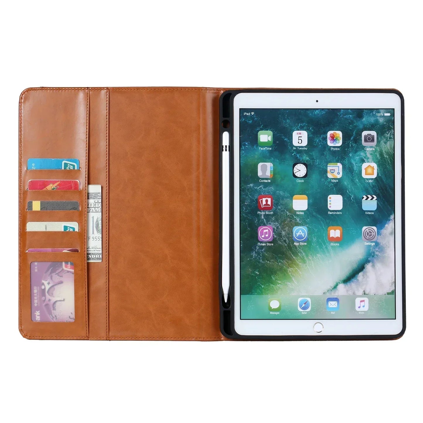 BowLift | Leather Flip Case for iPad 9.7 (2017-2018), 10.2 (7th/8th Gen), Air 2/3/4, Pro 9.7/10.5/11 - Waterproof, Shockproof, Business Tablet Case