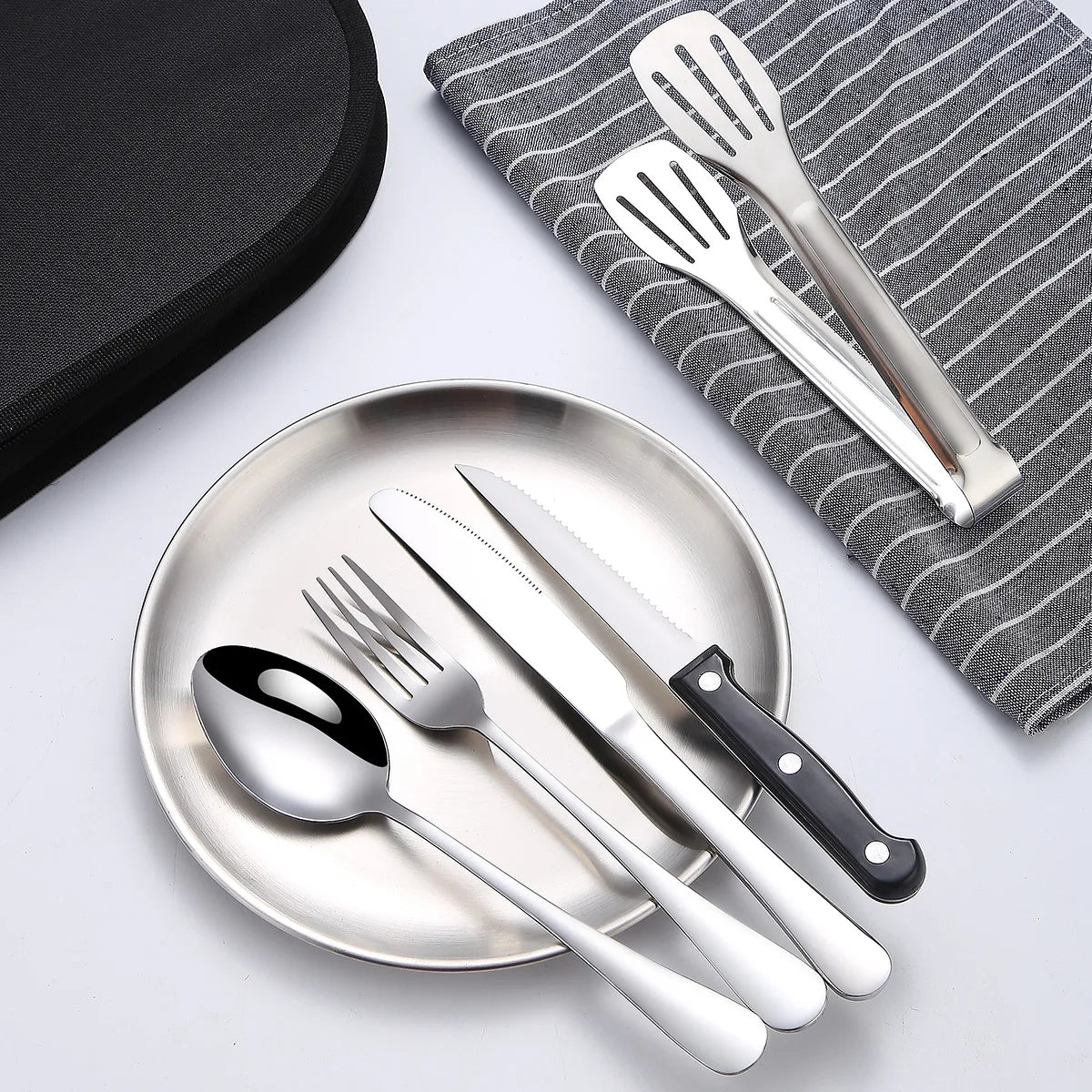 BowLift | TrailMate Outdoor Cutlery Set | Compact & Durable 10-Piece Set | Stainless Steel for Adventures