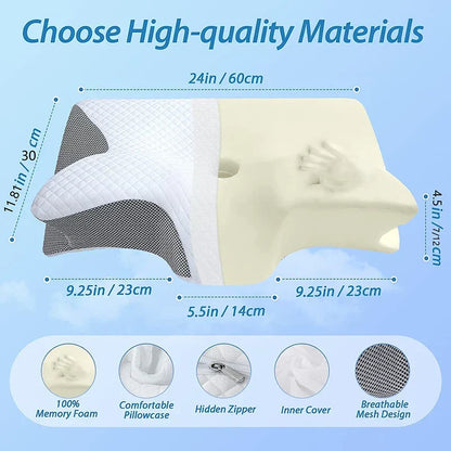 Skanto | Memory Foam Cervical Pillow | Ergonomic 2-in-1 Design for Neck Pain Relief & Comfortable Sleep