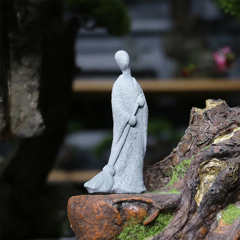 Skanto Skanto | Small Buddha Stone Statue Buddhist Monk Tibetan Buddhism Figures Zen Garden Ornament Meditation Home Aquarium Decoration