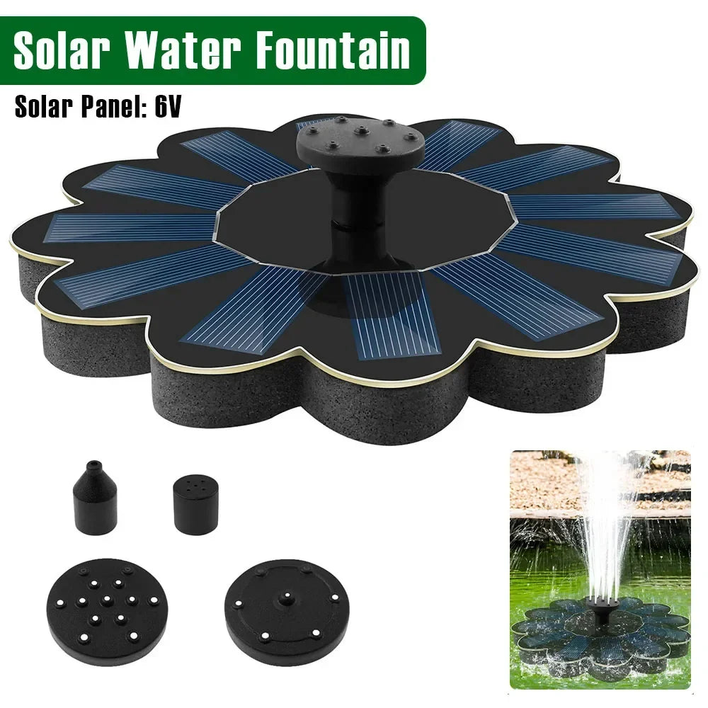 Karnz | Solar Garden Fountain | 5 Nozzle Attachments | Energy-saving & Maintenance-free | For Pond, Bird Bath & Balcony
