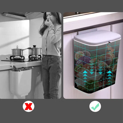 Skanto | Wall-Mounted Kitchen and Bathroom Trash Can with Lid - Available in 7L and 9L Sizes, Ideal for Storage and Waste Management