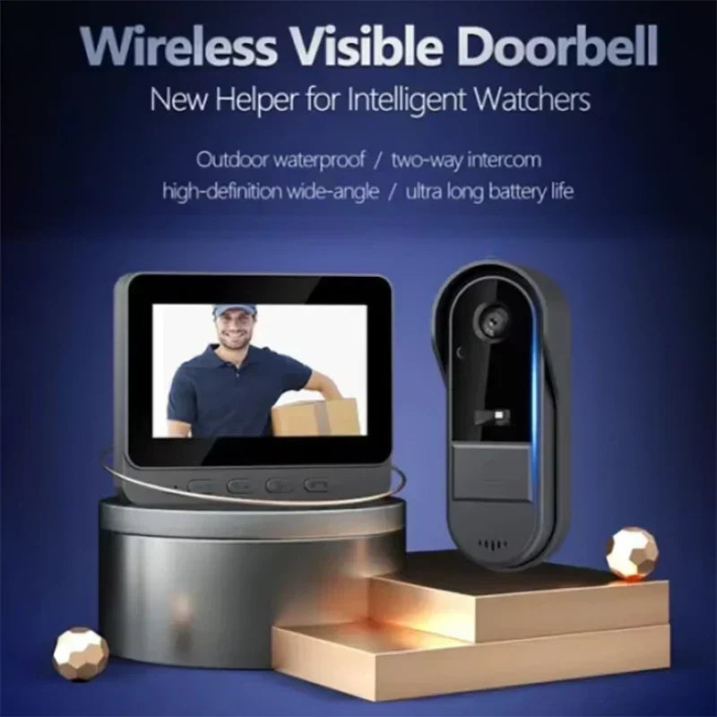 Skanto | Wireless Video Doorbell with Intercom and Night Vision HD – 4.3” IPS Display, Waterproof