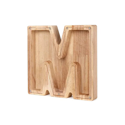 Skanto | Wooden Alphabet Piggy Bank with Transparent Window for Stylish Saving