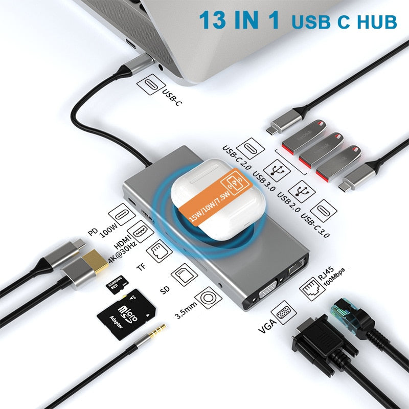 BowLift | 15in1 USB-C Wireless Charging Docking Station