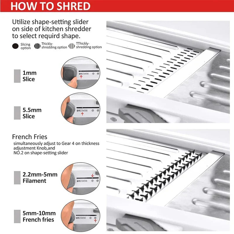 BowLift | SchnittMeister 18-in-1 Mandoline Vegetable Slicer | Adjustable & Stainless Steel Blades | For Slices, Strips & Julienne | Safe & Versatile