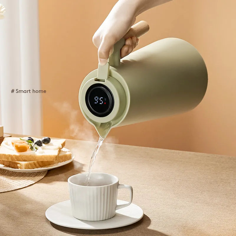 Skanto Skanto | Large Capacity Thermos Carafe with Temperature Setting - Household Thermos Bottle for Leak-Proof Insulation, One-Button Temperature Setting, and More