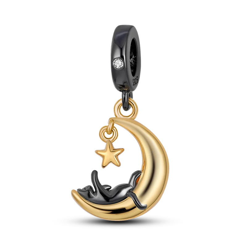 Skanto | 925 Silver Golden Leopard Charm Beads Colorful Chameleon Rhinoceros Lion Scarab Cat Pendant Compatible with Original Pandora Bracelet Jewelry