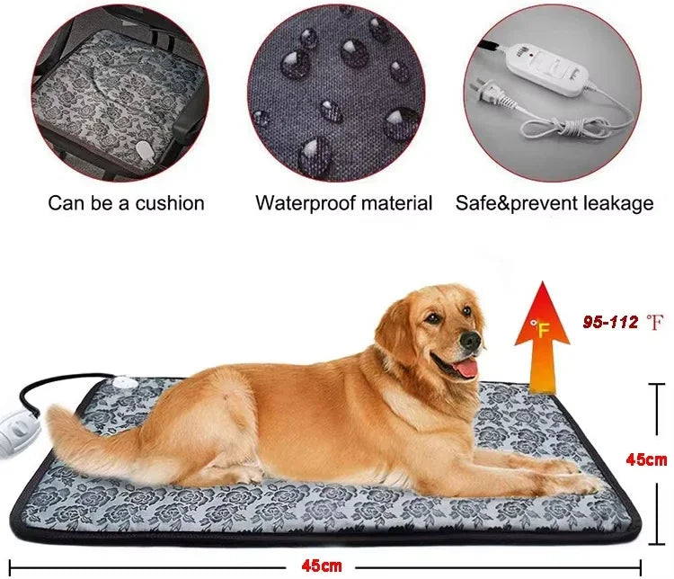 Skanto | PawTherm Heated Pet Mat | Temperature Control & Timer | Waterproof & Safe | For Dogs & Cats