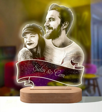 Skanto | Personal 3D Photo Lamp: Custom Photo & Text Night Light - Ideal for Valentine's, Weddings, Anniversaries, Birthday Gifts