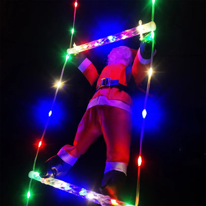 Remote Controlled LED Ladder Christmas Lights with Santa - 8 Modes Indoor Outdoor Decor for Holiday Celebrations