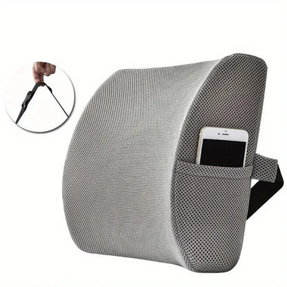 Lumbar support cushion for office chair and car seat - Perfectly balanced memory foam back cushion, versatile support for comfort