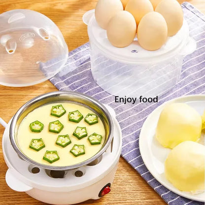 Skanto | 220V Multifunctional Electric Egg Cooker - Double Layer Egg Boiler and Mini Steamer for Kitchen Breakfast