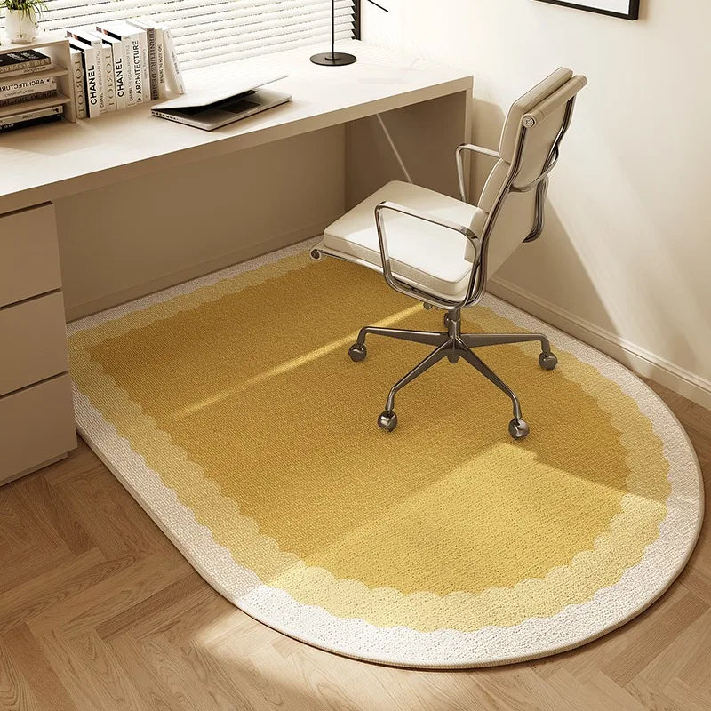 BowLift | Sara Round Office Chair Mat – Beige Striped Non-Slip Carpet Protector