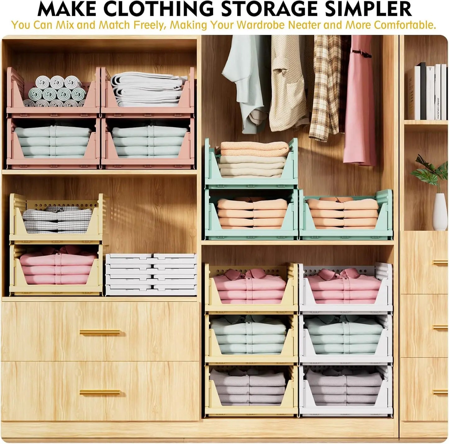 BowLift | 5-Pack Stackable Foldable Closet Storage Boxes – Liora